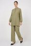Women's Shirt Collar Long Sleeve Viscose Green Double Suit - 3