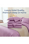 6 Piece Double Duvet Cover Set with Elastic Fitted Sheet - Microfiber Satin Stripe 200x200+30cm Deep Pocket Hotel Quality Luxury - 6