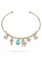 Brass Gold Color Hanging Zircon Stone Teddy Bear Figure Heart Detail Charm Women's Bracelet