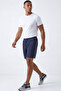 Men's Navy Blue Breathable Quick-Dry Zipper Pocket Detailed Back-Piping Shorts Patterned Fabric - 5