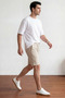 Men's Beige Pique Fabric Double Pocket Bermuda Shorts - 3