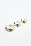 3-Piece Enamel Flower Earrings - Black