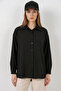Women's Oversize Cut Cotton Black Shirt - 5