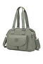 Medium Size Multi-Pocket Waterproof Lightweight Crinkle Fabric Women's Shoulder Bag Green - 2