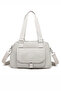 Medium Size Multi-Pocket Waterproof Lightweight Crinkle Fabric Women's Shoulder Bag Ice Gray