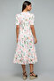 Printed Midi Dress with Crew Neck and Puff Sleeves - 6