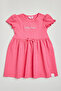 Embroidered Dress with Crew Neck and Short Sleeves