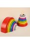 Educational Wooden Toy Montessori Ring Tower Rainbow Set 9 Colors - 3