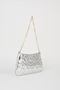 Women's Dalya Silver Star Embroidered Lined Zipper Closure Baguette Handbag - 2