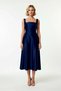 Women's Square Neck Thick Strap A-Line Midi Satin Woven Cocktail Evening Dress Casual Comfortable Modern - 4
