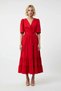 Women's Belted Double Breasted Collar Spanish Sleeve Midi Skater Dress with Open Waist Skirt Casual Daily Modern - 3