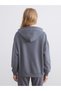 Xside Anthracite Brooklyn Printed Oversize Women's Thick Hoodie - 4