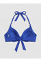 Blue Underwire Padded Gathered Women's Bikini Top - 2