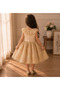 Girl's Gold Patterned Princess Evening Dress Special Occasion Dress - 3