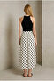 Women's Beige Black Polka Dot Skirt with Oval Linen Hem Yy101395 - 8