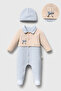 Blue Baby Boy Jumpsuit with Button Closure Hat - 2