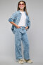 Bow Print Straight Jeans with Button Closure - 3