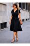 Women's Short Sleeve Collared Waist Belted Short Janjan Crepe Short Dress - 2