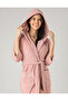 Short Hooded Bamboo Cotton Collared Jacquard Women's Premium Dressing Gown - 2