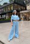 Set of 2 - Crew Neck Bat Sleeve Comfortable Fit Crop Blouse and Pleated Pants Modal Set - 3