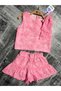 Girl's Pink Set with Ribbon Detail Shorts - 4