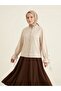Sleeve Tunnel Collar Ruffle Tunic-Stone
