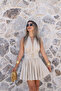Beige Mini Halter Dress - 3
