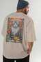 For the Love of Cats 76 Cat Printed Beige Oversize T-Shirt 100% Cotton Unisex Cat Lover Premium Design - 7