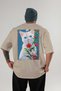 For the Love of Cats 115 Cat Printed Beige Oversize T-Shirt 100% Cotton Unisex Cat Lover Premium Design - 2