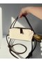 Brown Knot Detailed Canvas Shoulder Bag with Gold Accessories Women's Bag Leather Trimmed Crossbody Bag - 8
