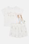 Toddlers Girl 3 Pieces Top With Shorts And Plush Toy Set, White - 4