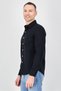 Men Slim Fit Brand Logo Long Sleeve Casual Shirt, Black - 2