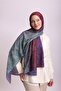 Ahenk Gradient Patterned Double-Sided Shawl - Burgundy Turquoise Purple - 2