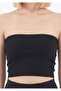 Women's Black Ribbed Strapless Crop Bustier Casual - 5