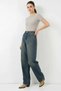 Women's High Waist Baggy Cotton Indigo Jeans - 2