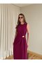 Burgundy Gold Buckle Long Dress - 8191 - 4