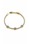 Women's Gold Color Square Motif Stone Waterway Steel Bracelet