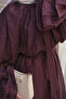 Women's Collar Tie Detailed Maxi Skirt Set Plum - 5