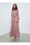 Pink Eyelet Shirt Maxi Dress with Tie-Blet - 3