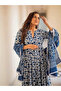 Blue & White Floral Printed Anarkali Kurta Set with Dupatta - RUS1004 | Blue - 3