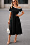 Women's short sleeve one shoulder midi viscose dress - 3