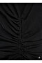 Women's Black One-Shoulder Drawstring Detailed Midi Length Woven Dress - 5