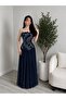Long Evening Dress with Floral Embroidery
