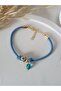 Blue Women's Bracelet Blue Glass Beads Evil Eye Cube Bracelet - 8