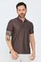 Brown Striped Zippered Men's Polo Collar T-Shirt - 6
