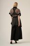Women's Comfortable Fit Mesh Fabric Garnished Double Suit Smoked 31362 - 7