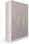 Kentorp 3 Door Wardrobe | Sturdy Closet Clothes Storage Cupboard | Modern Design Space Saving Swing Door Cabinet For Bedroom L120xW53.9xH192cm-Light Oak/Cement - 4