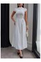 Pinterest Brand Equivalent Waist-Fitting Tie Detail Wide Bell-Bottom Skirt Polka Dot Design Midi Long Elegant Dress - 3