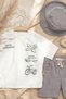 Boys' 100% Cotton Seek the Adventure Printed T-Shirt, Linen-Look Shorts and Hat 3-Piece Combo - 4