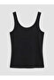 Black U-Neck Women's Ribbed Pajama Top - 2